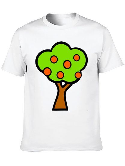 Orange Tree Graphic Tee - Black Cotton T-Shirt