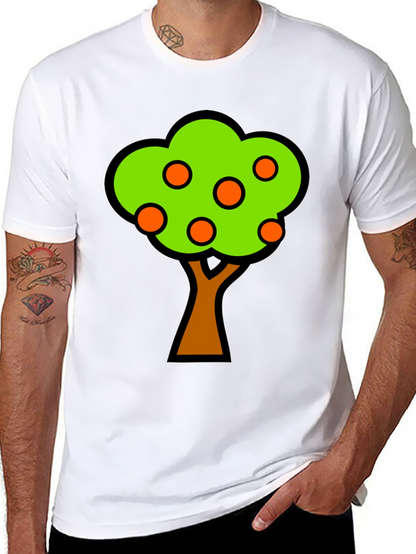 Orange Tree Graphic Tee - Black Cotton T-Shirt