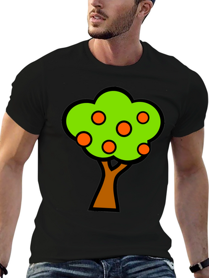 Orange Tree Graphic Tee - Black Cotton T-Shirt