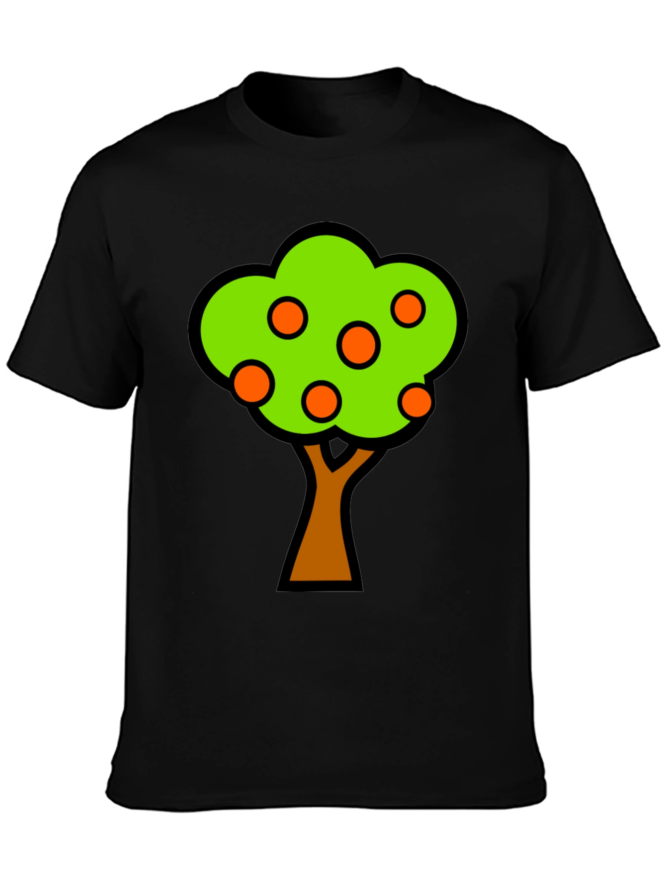 Orange Tree Graphic Tee - Black Cotton T-Shirt
