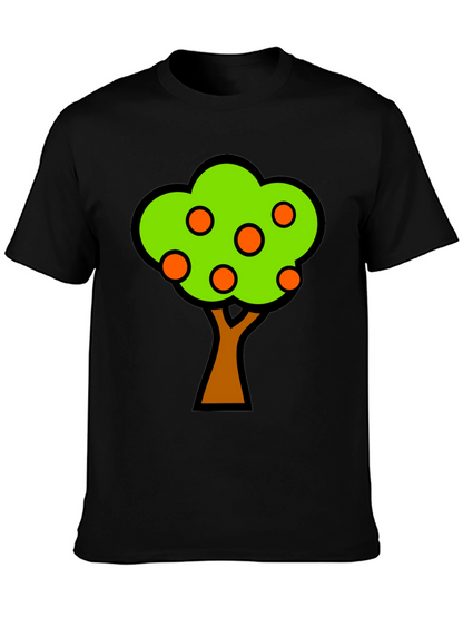 Orange Tree Graphic Tee - Black Cotton T-Shirt