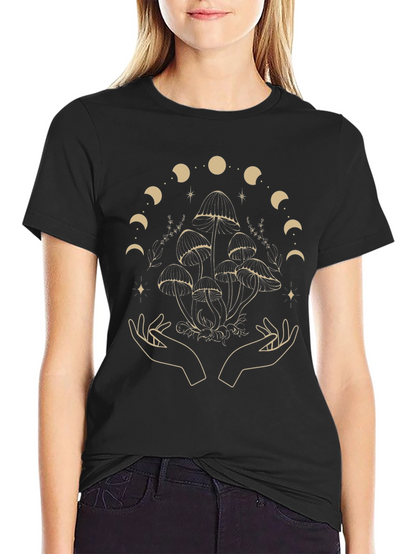 Mystical Mushroom Moon Phase Graphic Tee