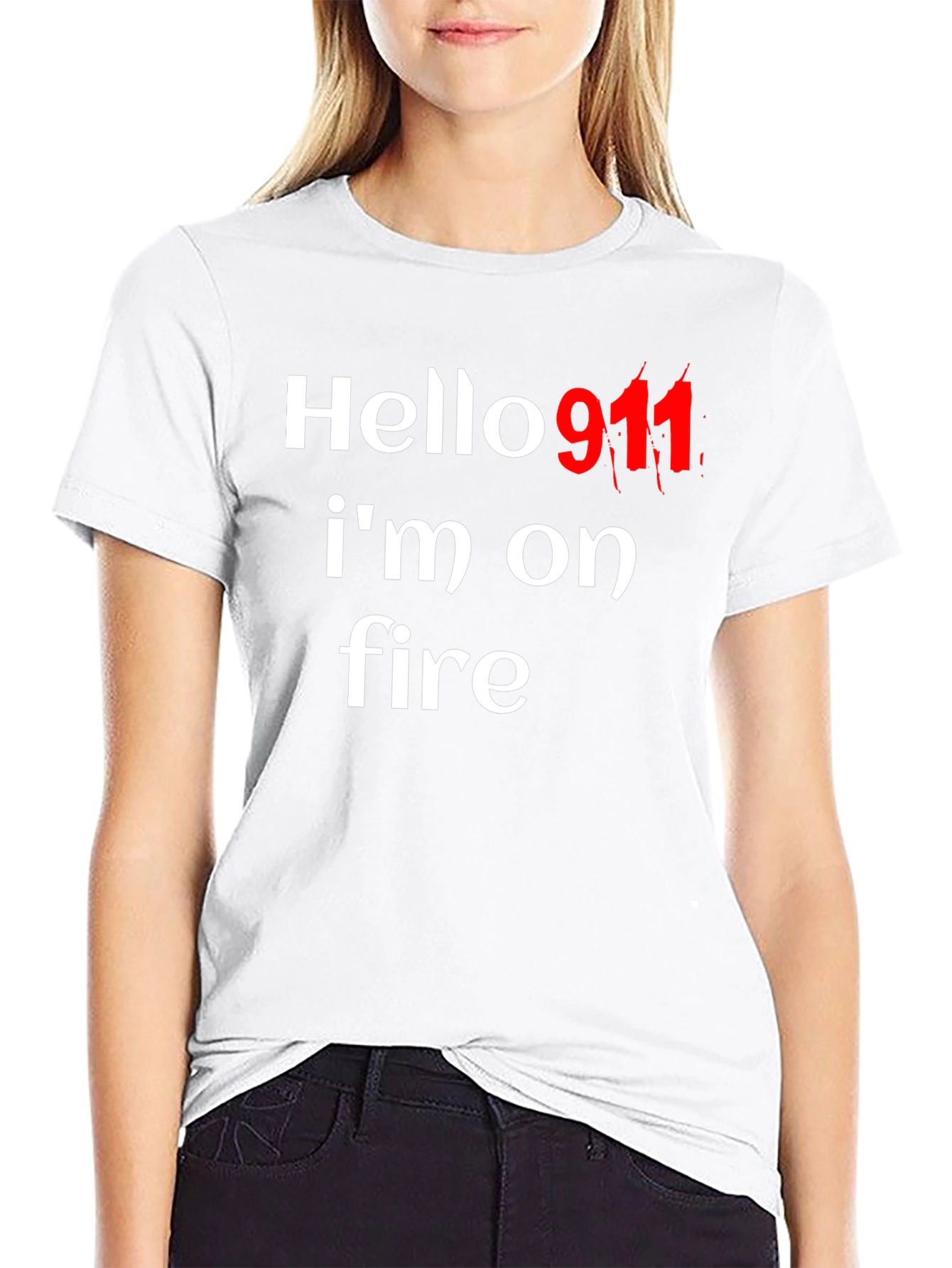 Hello 911 Im On Fire Graphic Tee