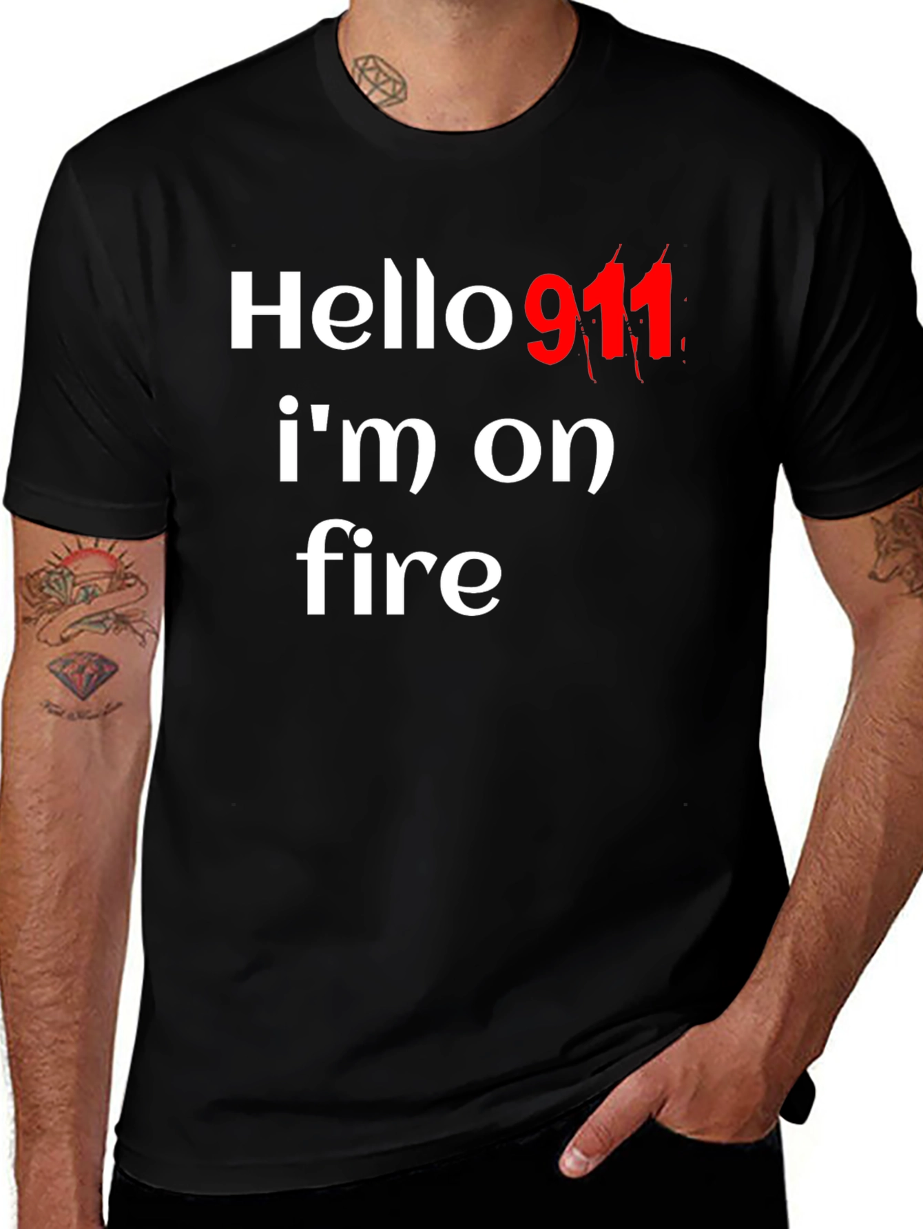Hello 911 Im On Fire Graphic Tee