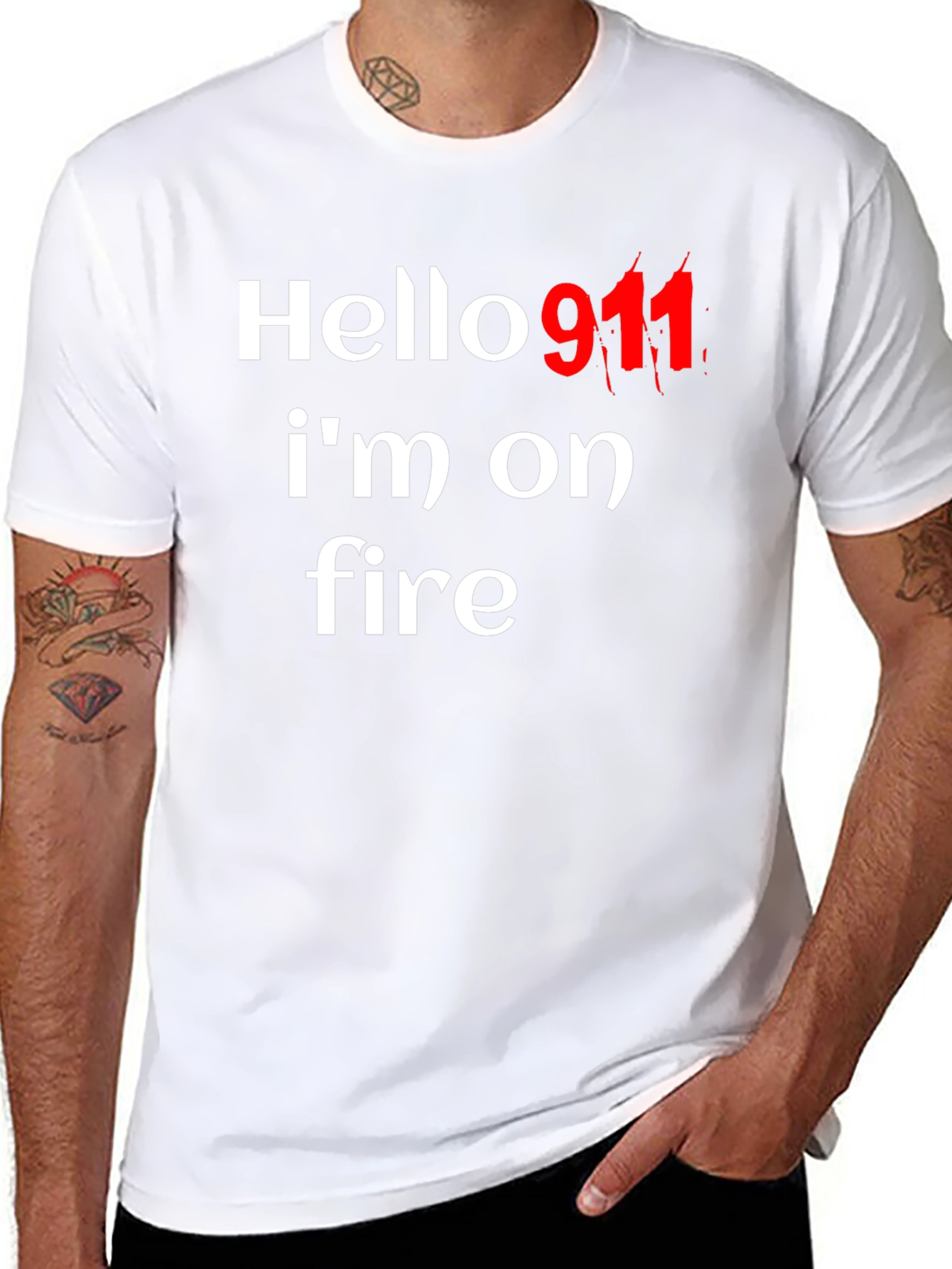 Hello 911 Im On Fire Graphic Tee