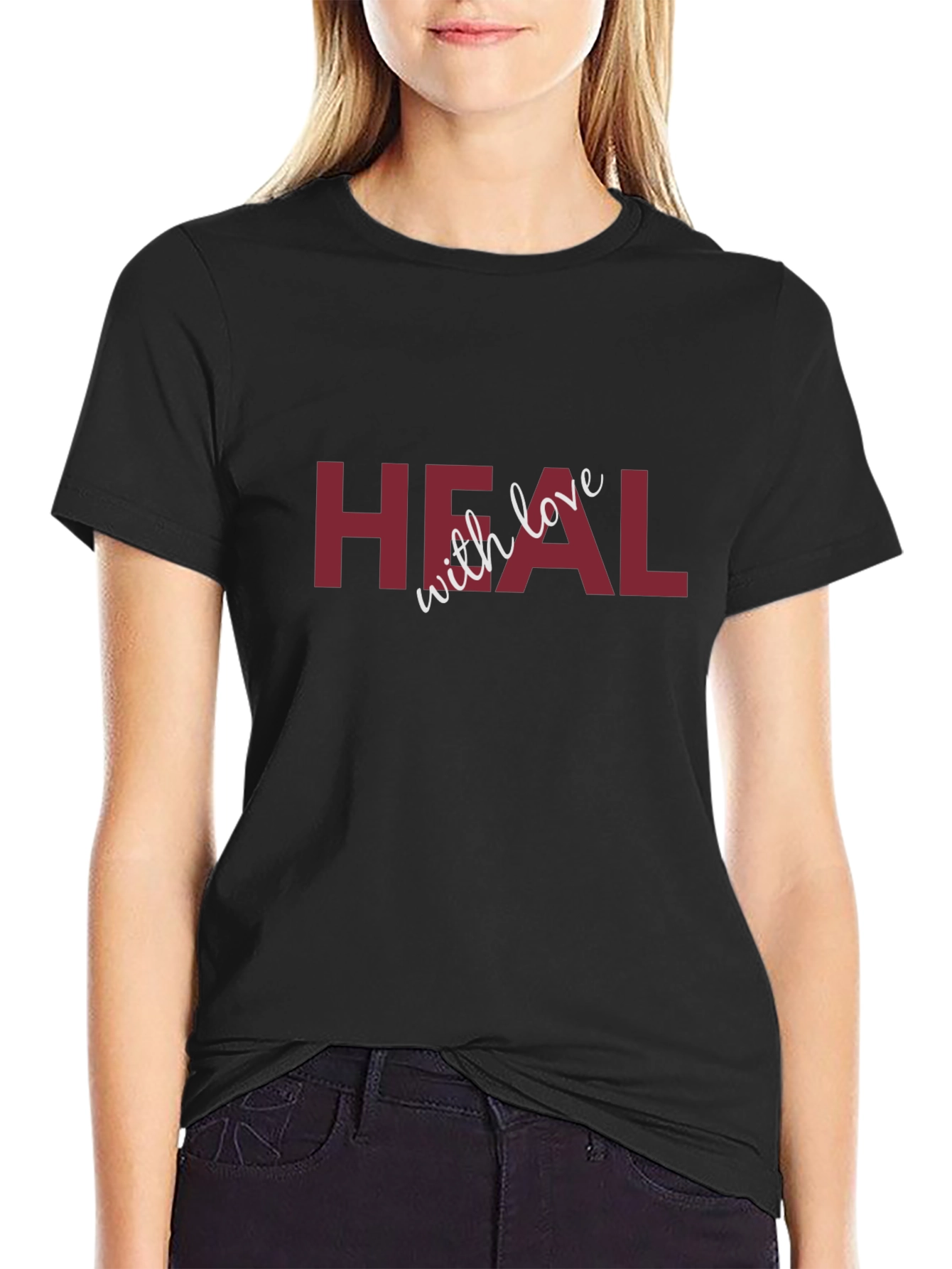 Heal with Love Graphic Black T-Shirt