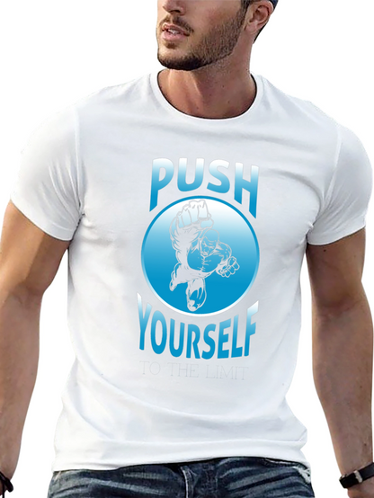 Push Yourself Graphic T-Shirt - Black Crew Neck Tee