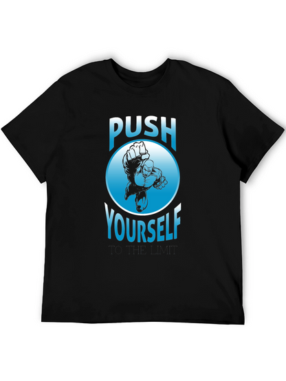 Push Yourself Graphic T-Shirt - Black Crew Neck Tee