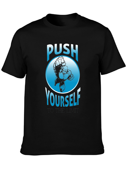 Push Yourself Graphic T-Shirt - Black Crew Neck Tee
