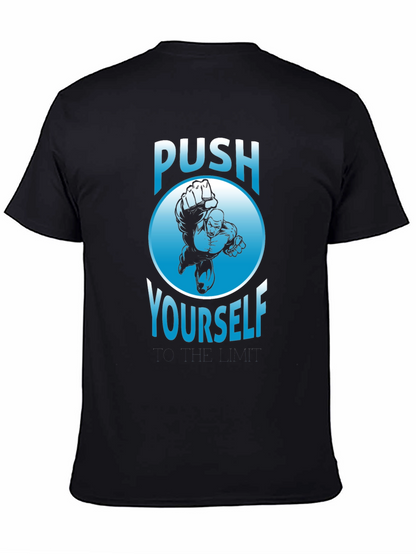 Push Yourself Graphic T-Shirt - Black Crew Neck Tee