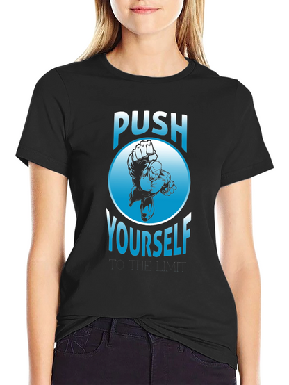 Push Yourself Graphic T-Shirt - Black Crew Neck Tee
