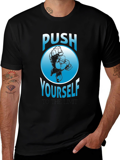 Push Yourself Graphic T-Shirt - Black Crew Neck Tee