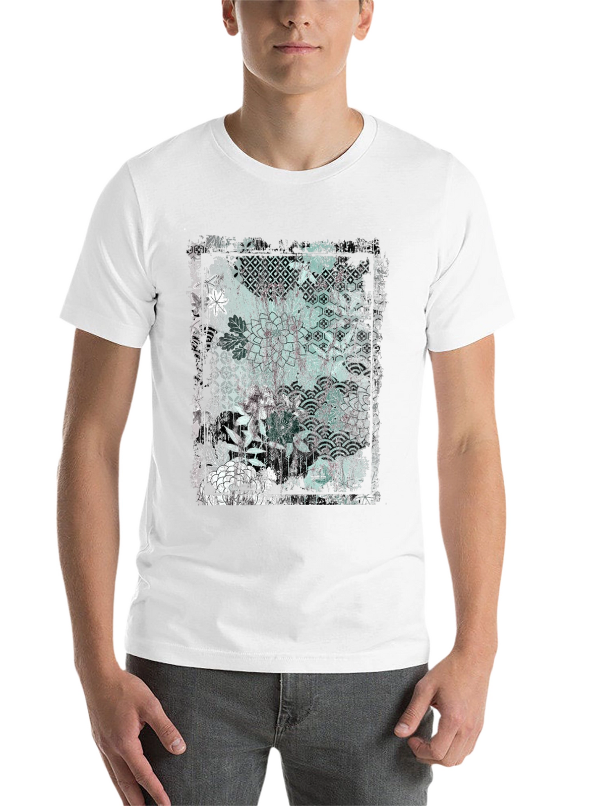 Distressed Floral Graphic Black T-Shirt