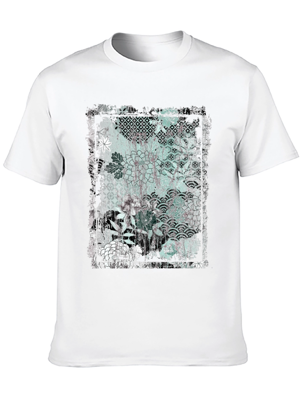 Distressed Floral Graphic Black T-Shirt