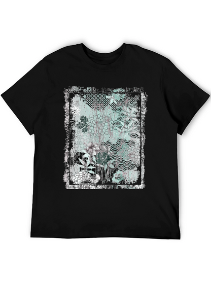 Distressed Floral Graphic Black T-Shirt