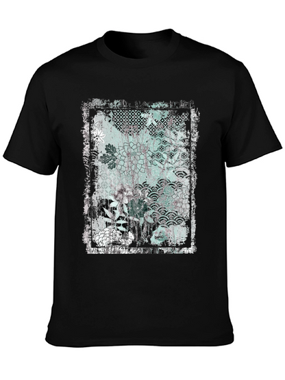 Distressed Floral Graphic Black T-Shirt