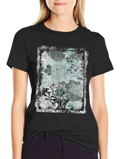 Distressed Floral Graphic Black T-Shirt
