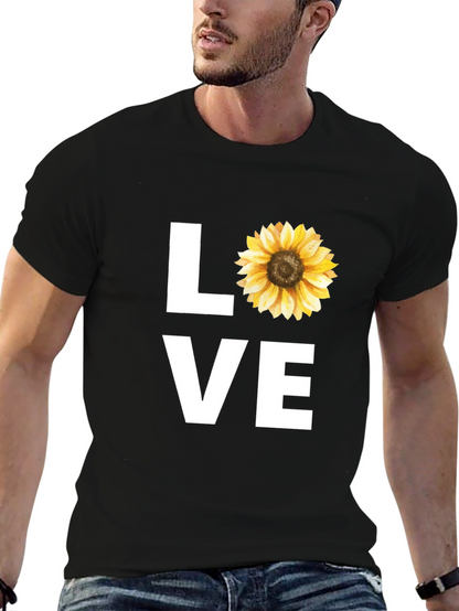 Sunflower LOVE Graphic Tee - Stylish Black T-Shirt