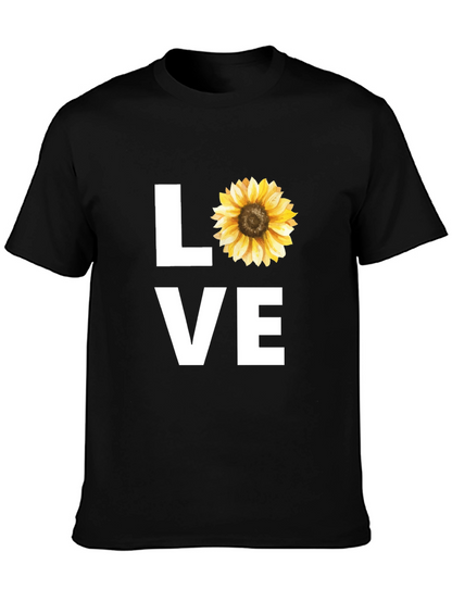 Sunflower LOVE Graphic Tee - Stylish Black T-Shirt