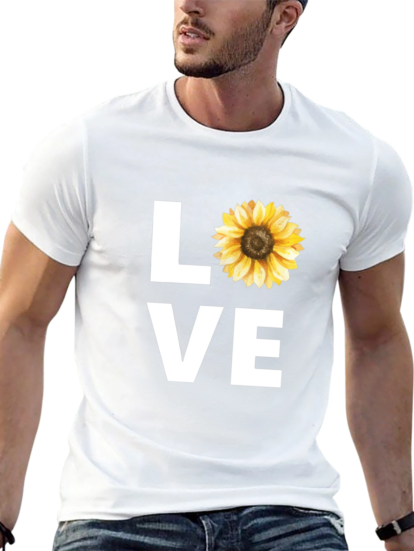Sunflower LOVE Graphic Tee - Stylish Black T-Shirt
