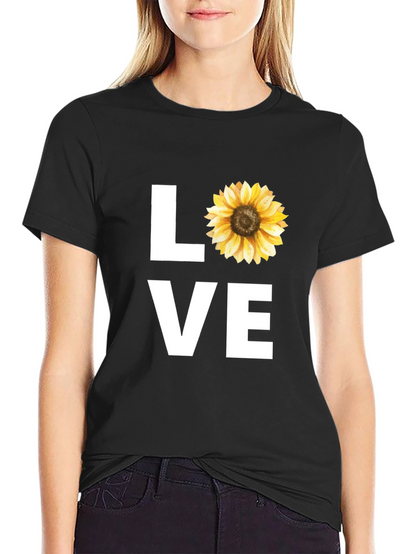 Sunflower LOVE Graphic Tee - Stylish Black T-Shirt