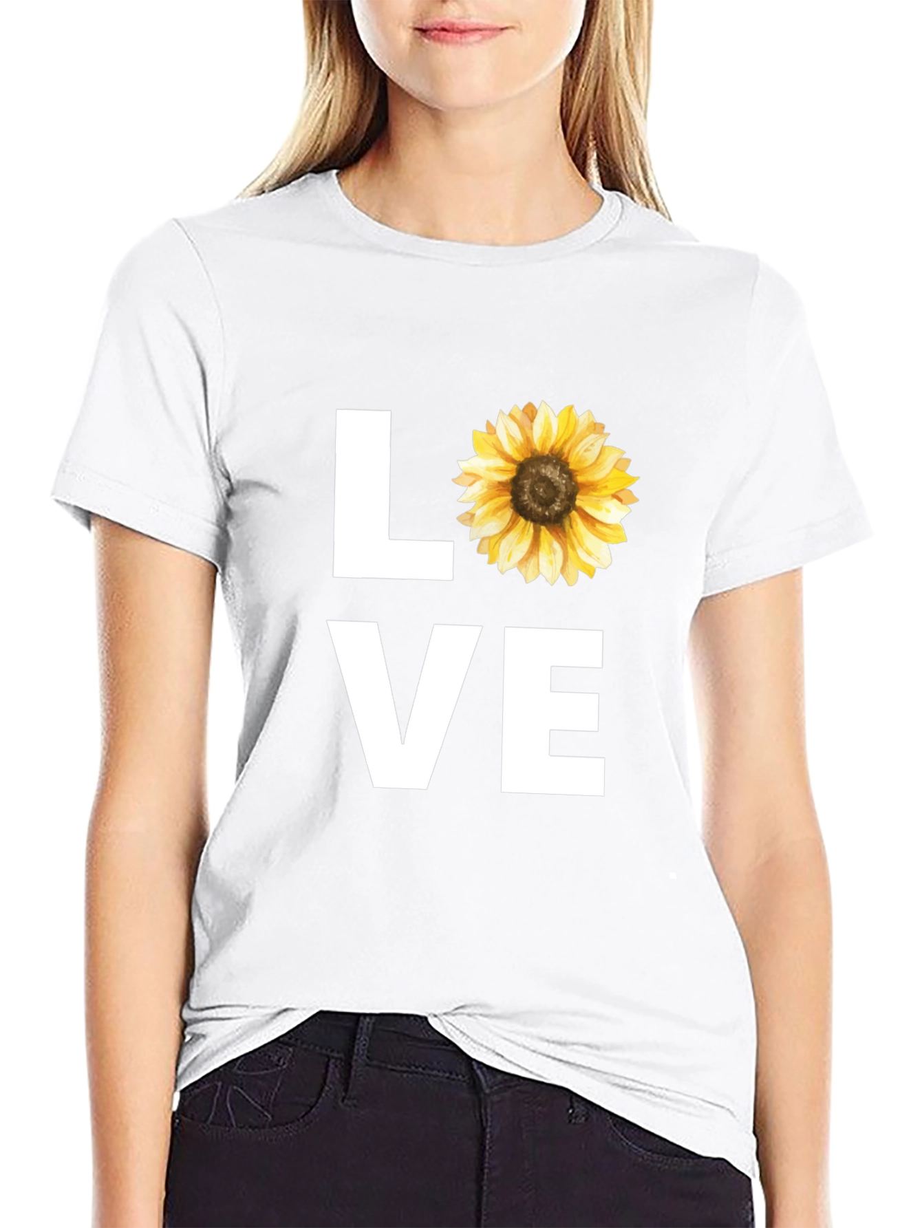 Sunflower LOVE Graphic Tee - Stylish Black T-Shirt
