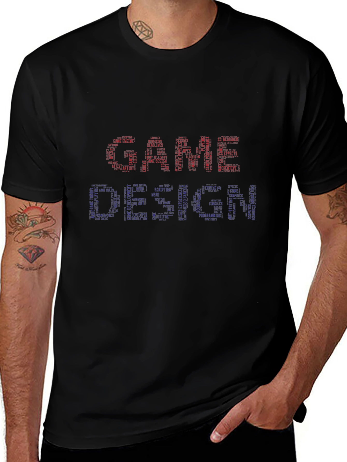 Game Design Word Art Graphic T-Shirt