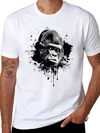 Gorilla Headphone Graphic Print T-Shirt