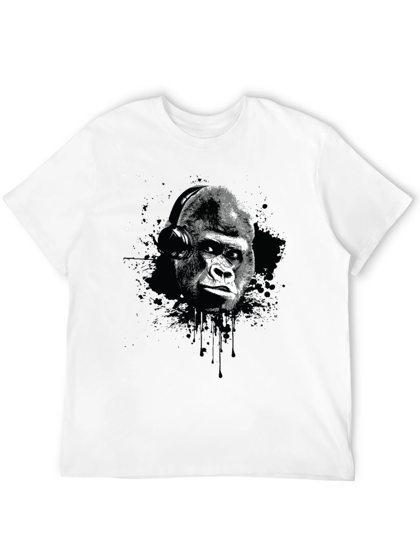 Gorilla Headphone Graphic Print T-Shirt