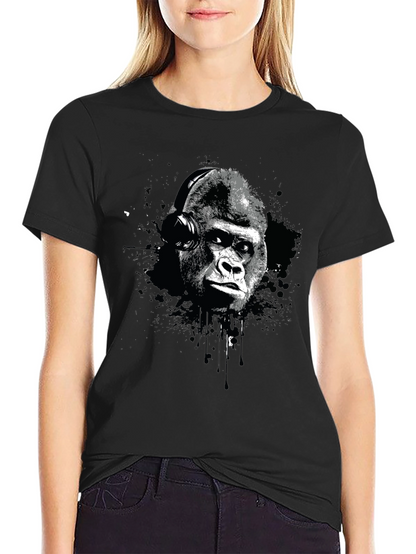 Gorilla Headphone Graphic Print T-Shirt