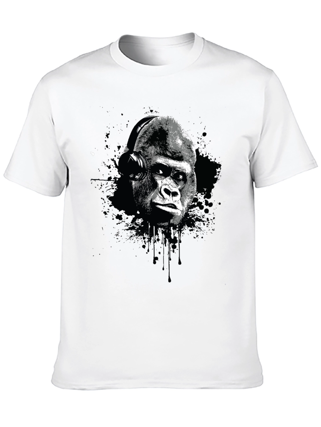 Gorilla Headphone Graphic Print T-Shirt