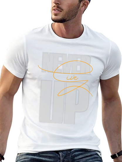 Never Give Up Mens Black Graphic Tee