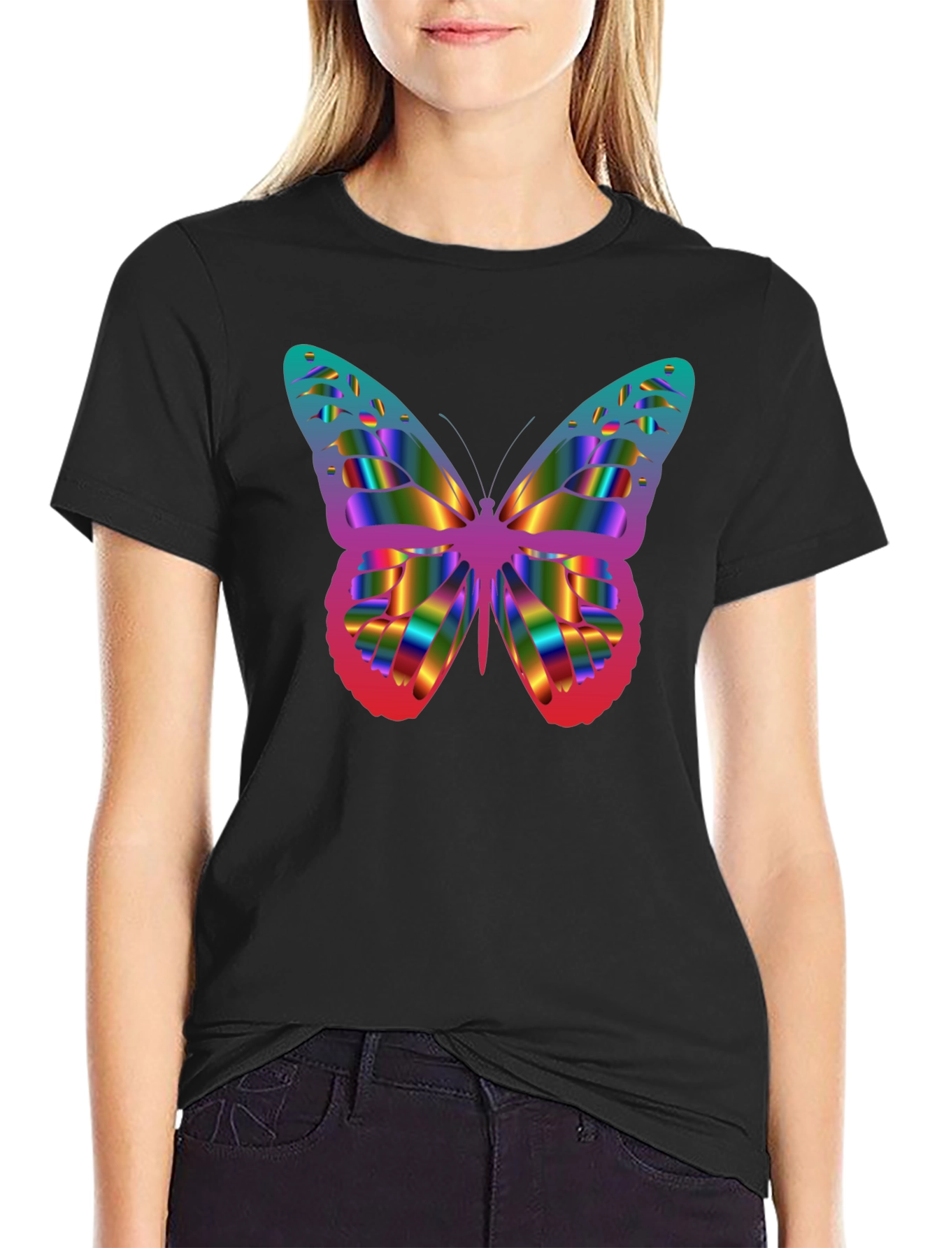 Rainbow Butterfly Graphic T-Shirt