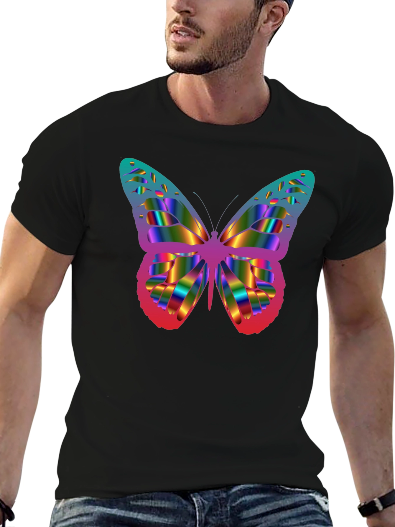 Rainbow Butterfly Graphic T-Shirt