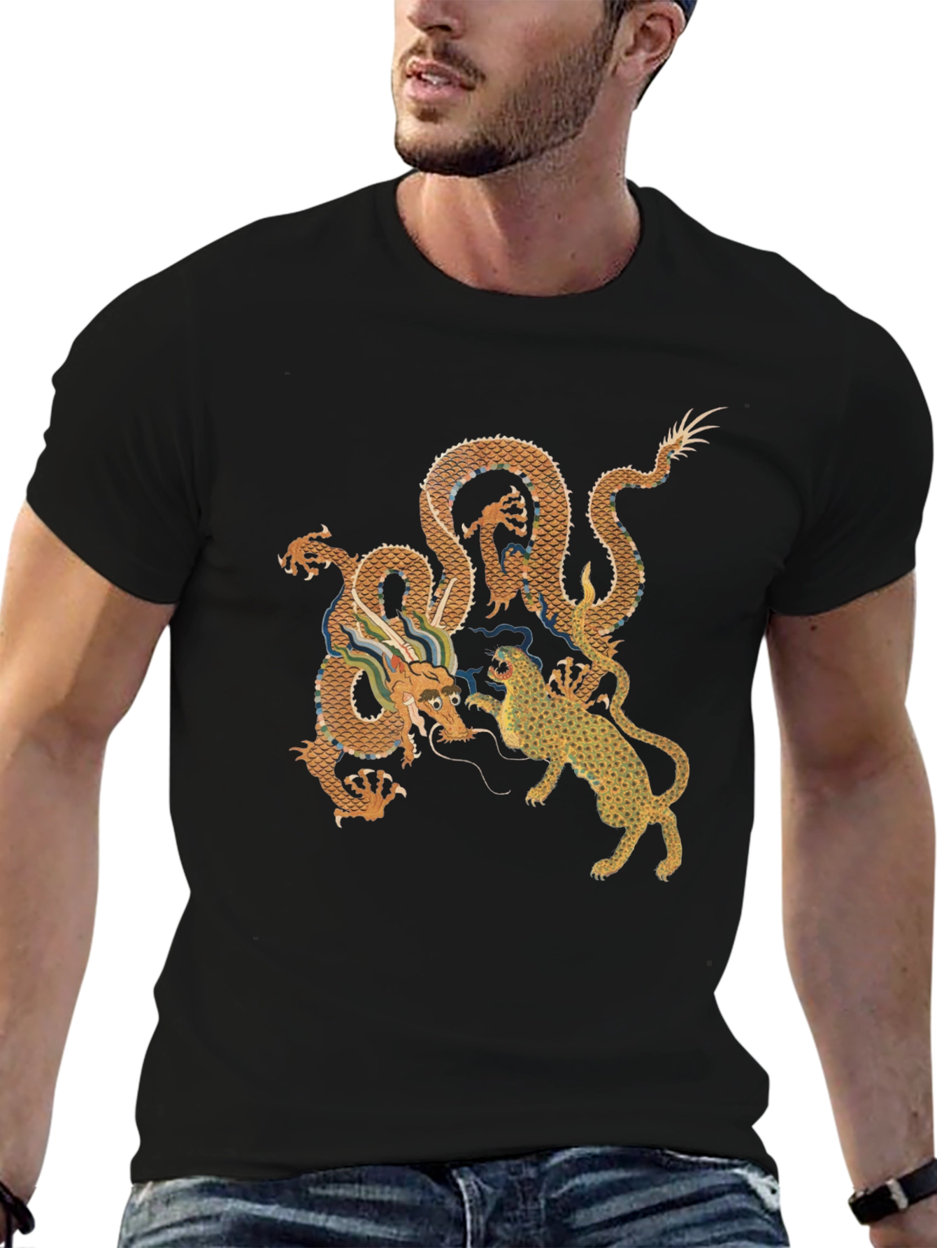 Dragon vs. Tiger Graphic Tee - Black