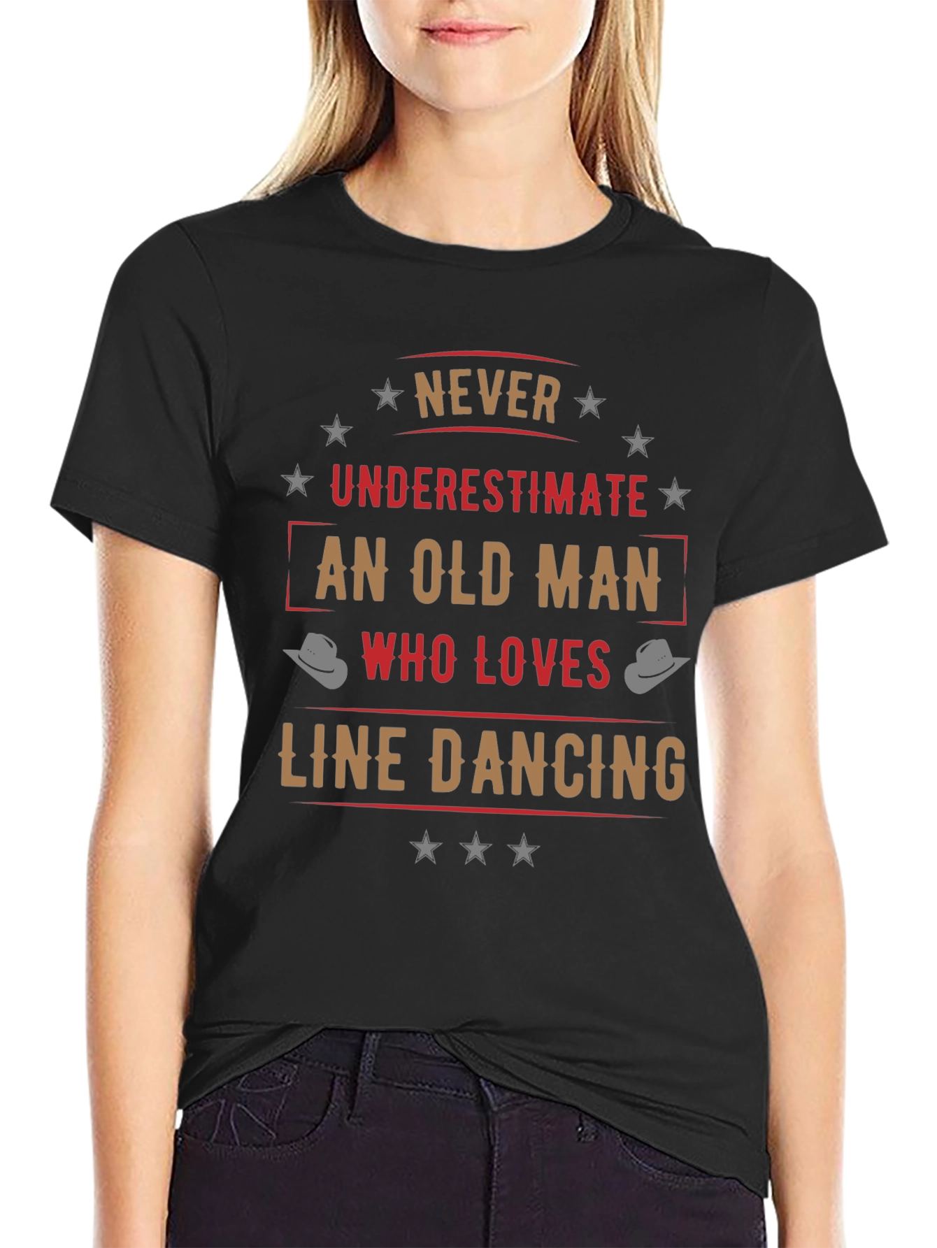 Never Underestimate Old Man Line Dancing T-Shirt
