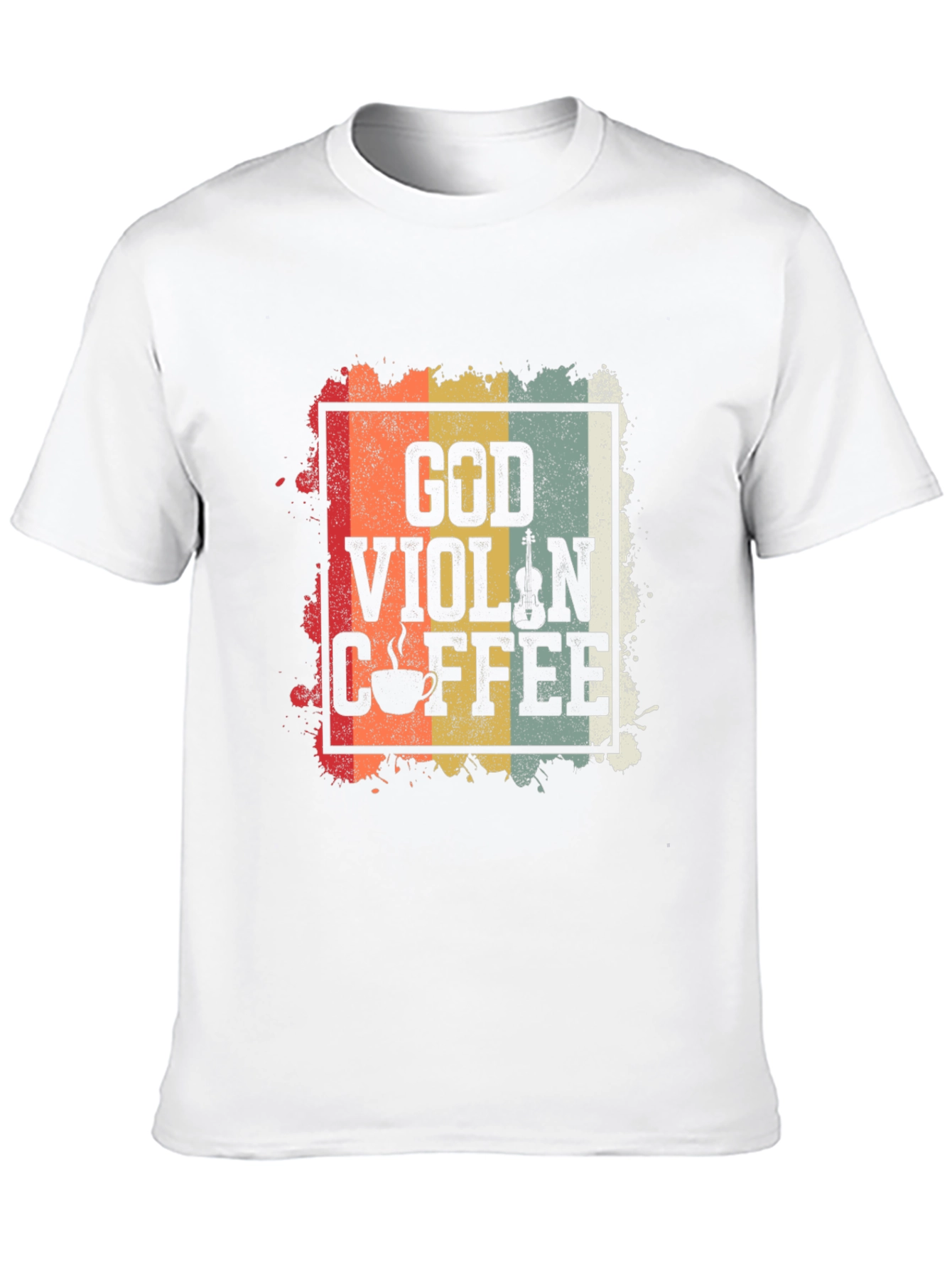 God Violin Coffee Retro Graphic Tee