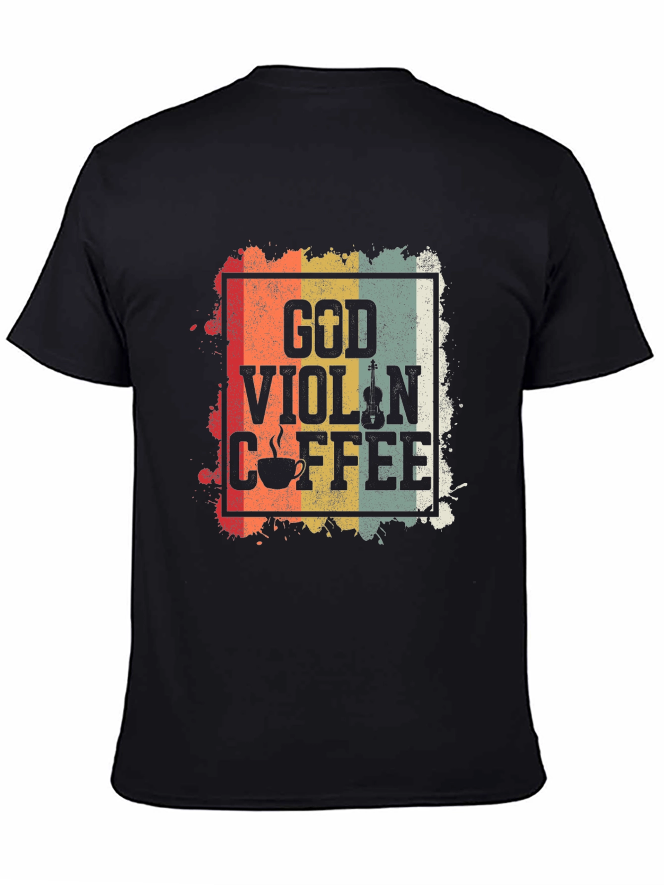 God Violin Coffee Retro Graphic Tee