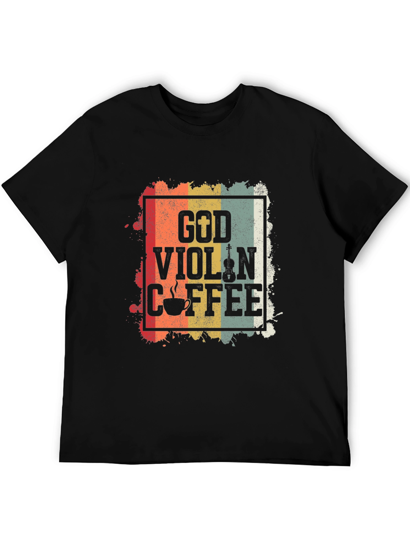 God Violin Coffee Retro Graphic Tee