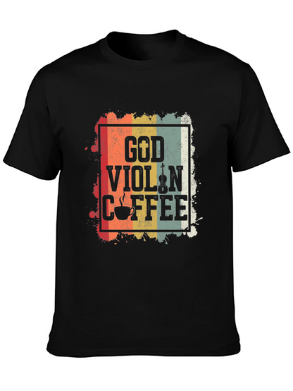 God Violin Coffee Retro Graphic Tee