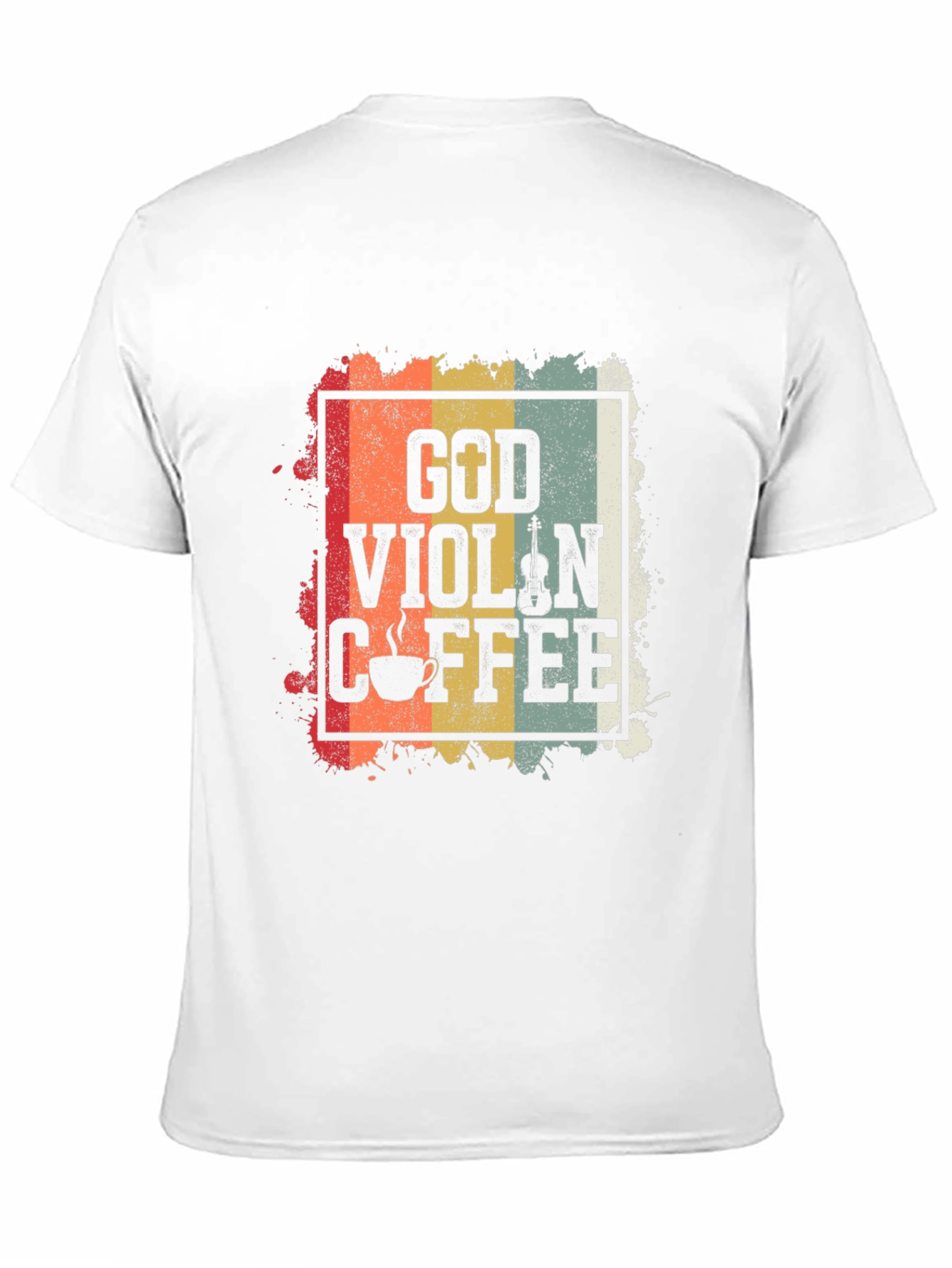 God Violin Coffee Retro Graphic Tee