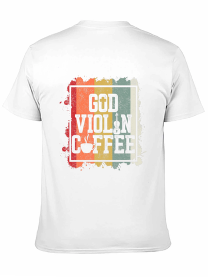 God Violin Coffee Retro Graphic Tee