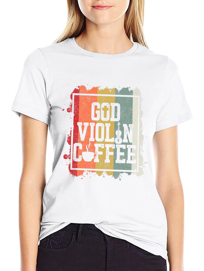 God Violin Coffee Retro Graphic Tee