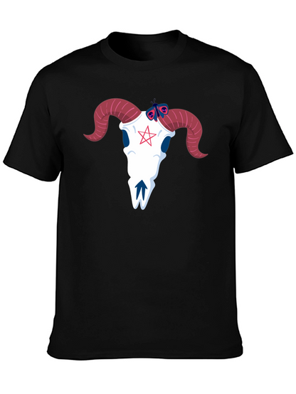 Graphic Tee: Ram Skull & Butterfly