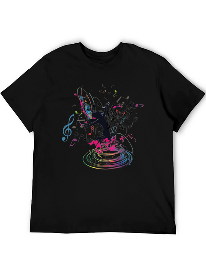 Musical Notes Graphic Black T-Shirt