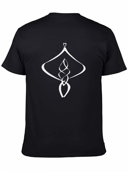 Mens Black Graphic Tee - Abstract White Design
