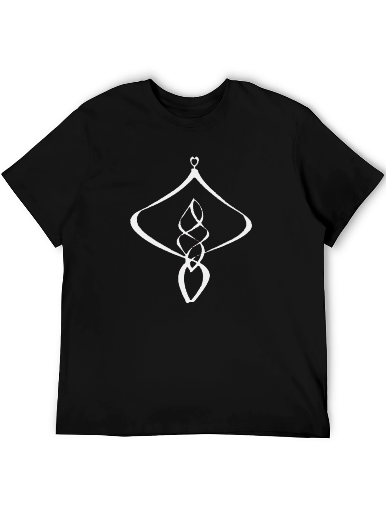 Mens Black Graphic Tee - Abstract White Design