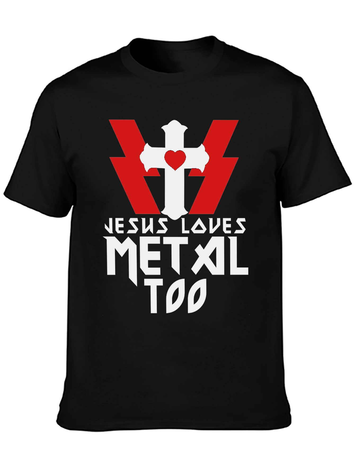 Jesus Loves Metal Too Black T-Shirt