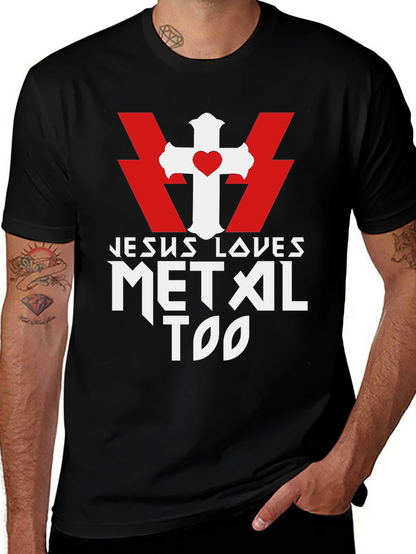 Jesus Loves Metal Too Black T-Shirt
