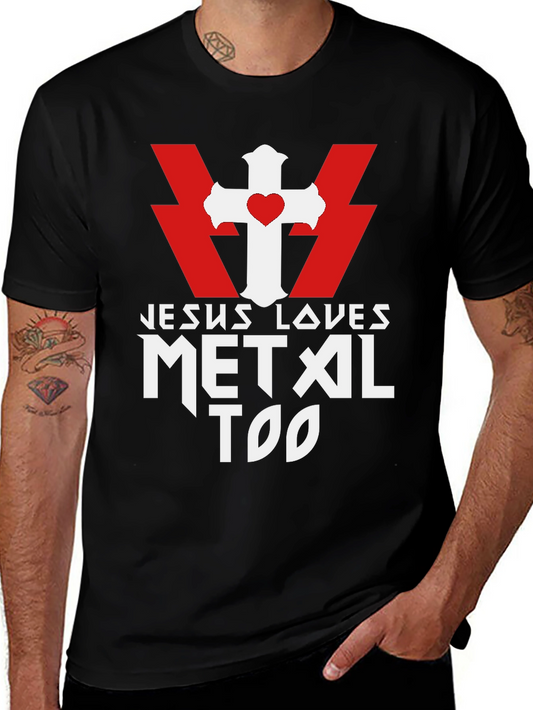 Jesus Loves Metal Too Black T-Shirt